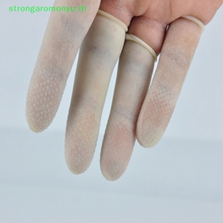 Strongaromonyu ถุงมือยางธรรมชาติ แบบหนา ป้องกันนิ้วมือ สําหรับตกแต่งเล็บ 100 ชิ้น