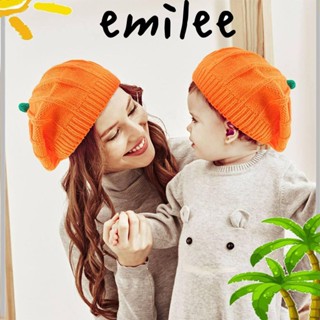 EMILEE หมวกเบเร่ต์ ผ้าถัก ลายฟักทอง สไตล์วินเทจ สําหรับแม่ และลูก