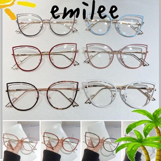 Emilee แว่นตา ทรงกลม โลหะ ป้องกันดวงตา ป้องกันแสงสีฟ้า สบาย สีฟ้า เบาพิเศษ แว่นตาคอมพิวเตอร์ สํานักงาน