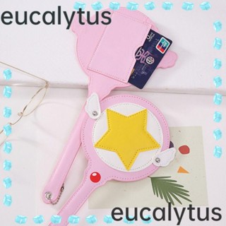 Eucalytus1 กระเป๋าใส่บัตร หนัง PU ลายการ์ตูนดาวน่ารัก คุณภาพสูง พร้อมปีก สําหรับรถบัส รถไฟใต้ดิน