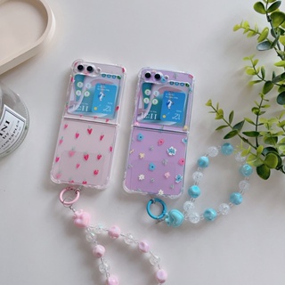 เคสโทรศัพท์มือถือแบบนิ่ม TPU ใส กันกระแทก ลายการ์ตูนน่ารัก พร้อมสายคล้อง สําหรับ Samsung Galaxy Z Flip 5 Z Flip5 Flip Z 5