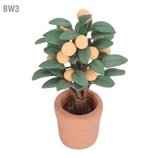 BW3 1:12 Scale Dollhouse Miniature Bonsai Plant Potted Clay Ceramics Home Decor Mini Orange Tree