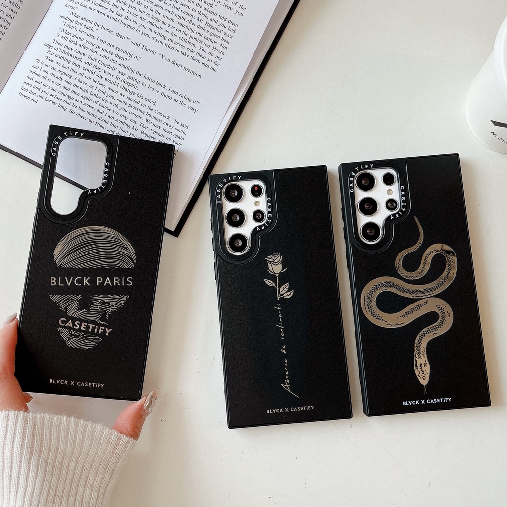 Blvck Skull Rose Snake Mirror Hard Casetify เคสโทรศัพท์สําหรับ Samsung Galaxy S23 S24 S25 Plus Ultra