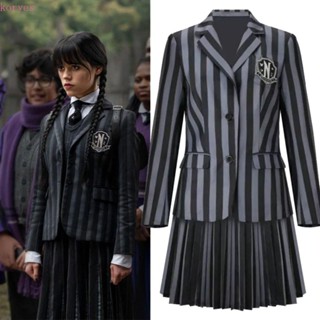 Koryes เสื้อโค้ทคอสเพลย์ Nevermore Academy Wednesday Addams พร็อพถ่ายรูป สําหรับผู้หญิง และผู้ชาย