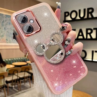 พร้อมส่ง ใหม่ เคสโทรศัพท์มือถือนิ่ม แบบใส ปิดด้านหลัง ลายมินนี่เมาส์ พร้อมตัวยึดกระจก และฟิล์มกันรอยเลนส์กล้อง สําหรับ VIVO Y27 4G 5G Y27 2023