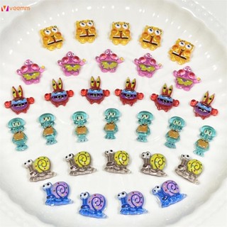 ตามมาตกแต่งเล็บ Spongebob Squarepants Star Cartoon Nail Art เครื่องประดับสามมิติ Cute Crab Boss Octopus Nail Decoration veemm