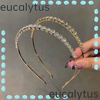 Eucalytus1 ที่คาดผม ประดับเพชรเทียม คริสตัล รูปมงกุฎ สีเงิน สีทอง เรียบง่าย สําหรับผู้หญิง