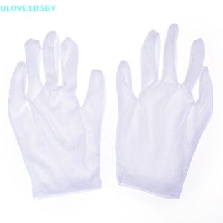 Ulove1bsby ถุงมือผ้าฝ้าย สีขาว สไตล์ฮิปฮอป สําหรับปาร์ตี้ฮาโลวีน 1 คู่