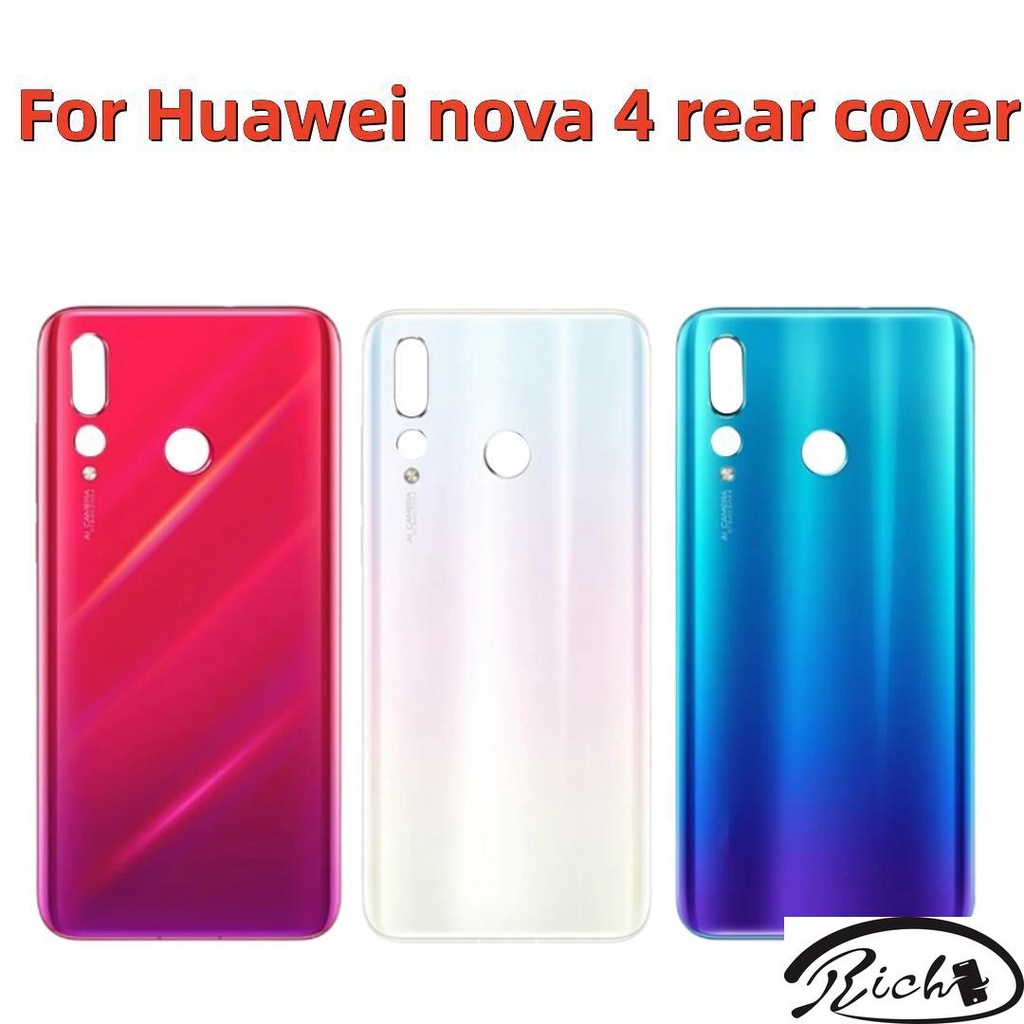 สําหรับ Huawei nova 4 ฝาครอบแบตเตอรี่ด้านหลัง เคสแผงประตูกระจกด้านหลัง