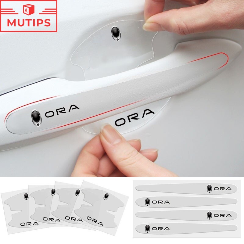 ORA 8 ชิ้น ต่อชุด สติกเกอร์ฟิล์มใส ป้องกันรอยขีดข่วน สําหรับติดมือจับประตูรถยนต์ good cat Car Accessories