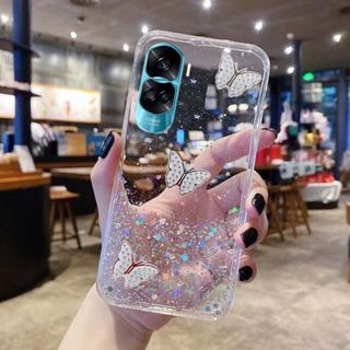 เคสโทรศัพท์สำหรับ Honor 90 Lite Luxury Starry Sky Butterflies Transparent Soft Back Cover