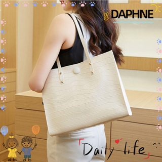 Daphne กระเป๋าสะพายไหล่ กระเป๋าถือ หนัง PU พิมพ์ลายหนังจระเข้ ทรงโท้ท เหมาะกับของขวัญ สไตล์เรโทร สําหรับสตรี