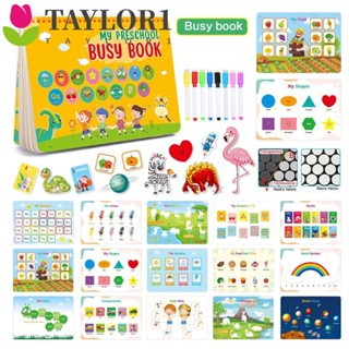 Taylor1 หนังสือเด็กยุ่ง สติกเกอร์ซ้ํา การเรียนรู้เด็ก หนังสือของเล่นภาษาอังกฤษ ธีมหลายธีม ปากกาสี ยกพนังของเล่นเด็ก