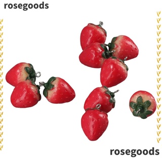 Rosegoods1 จี้เรซิ่น รูปผลไม้ สตรอเบอร์รี่ สีแดง ขนาด 18x27 มม. สําหรับแขวนตกแต่ง 20 ชิ้น