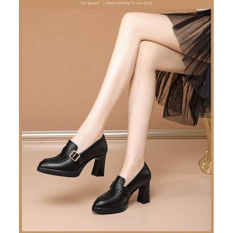 ใหม่ผู้หญิงส้นสูง  รองเท้าส้นตึกหนังนิ่มหัวแหลมแฟชั่น - รูปที่ 6