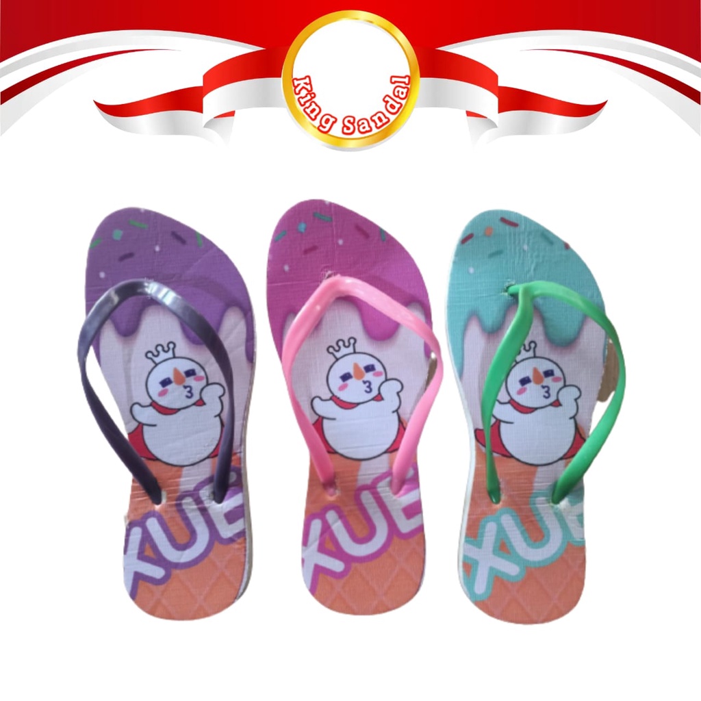 Mixue Flip Flops สําหรับผู้หญิงและเด็กหญิงพร้อม Mixue Motifs คุณภาพ