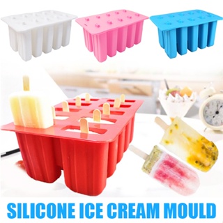 New Silicone Ice Cream Mould Block 10 Frozen Molds Icy Pole Jelly Popsicle Maker