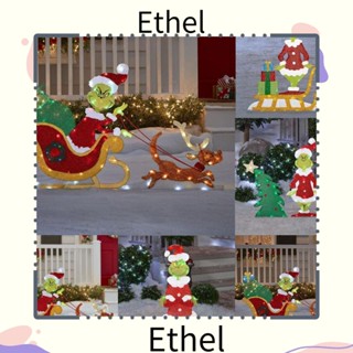 Ethel1 ป้ายพลาสติก รูปตัว G ลายการ์ตูนน่ารัก พร้อมไฟ LED ติดตั้งง่าย สําหรับตกแต่งปาร์ตี้คริสต์มาส