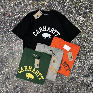 เสื้อยืดผ้าฝ้ายพิมพ์ลายขายดี CARHARTT เสื้อยืดแขนสั้น พิมพ์ลายกระทิง หลากสี แฟชั่นสําหรับผู้ชาย และผู้หญิง