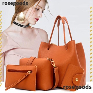 Rosegoods1 กระเป๋าสะพายไหล่ สะพายข้าง ใต้วงแขน หนัง Pu ความจุสูง สีพื้น สไตล์มินิมอล สําหรับแม่ และเด็ก