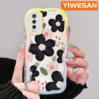 เคสโทรศัพท์มือถือแบบนิ่ม ใส ลายดอกไม้สีน้ํามัน สีดํา สําหรับ VIVO Y20 Y20i Y20S Y12s Y20 2021 Y11s Y12A Y20T Y20S M Y20S D