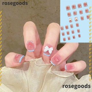 Rosegoods1 เล็บปลอม แบบกดติดเล็บ DIY ประดับโบว์