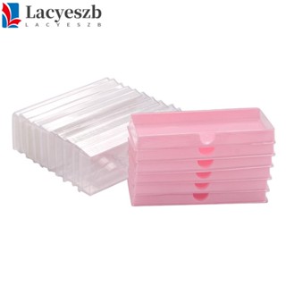 Lacyeszb กล่องพลาสติกเปล่า ใช้ซ้ําได้ สีขาว สําหรับเก็บขนตาปลอม 10 ชิ้น