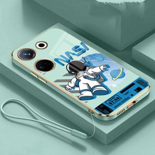 Tecno เคสโทรศัพท์มือถือแบบนิ่ม ขอบตรง ลายนักบินอวกาศ หน้ายิ้ม Nasa สําหรับ Camon 20 Pro camon20 19 Pro ITEL S23 Pova 4 Pro NEO 2