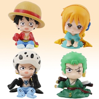 โมเดลฟิกเกอร์ One Piece q Version Luffy Zoro Luo Nami สําหรับตกแต่งรถยนต์