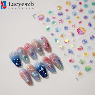 Lacyeszb สติกเกอร์ไข่มุก รูปเกล็ดหิมะ ประดับโบว์ สีขาว สําหรับตกแต่งเล็บ DIY