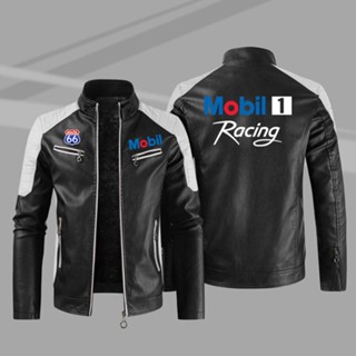 Mobil LOGO jacket windbreaker car shop custom leather long-sleeved thin rainproof jacket