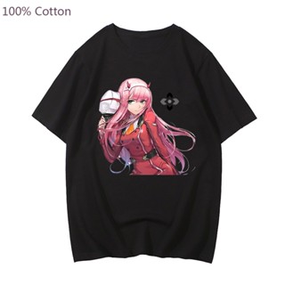 เสื้อยืด ทรงหลวม พิมพ์ลายอนิเมะ Zero Two 002 Darling In The Franxx สไตล์ฮาราจูกุ Y2K