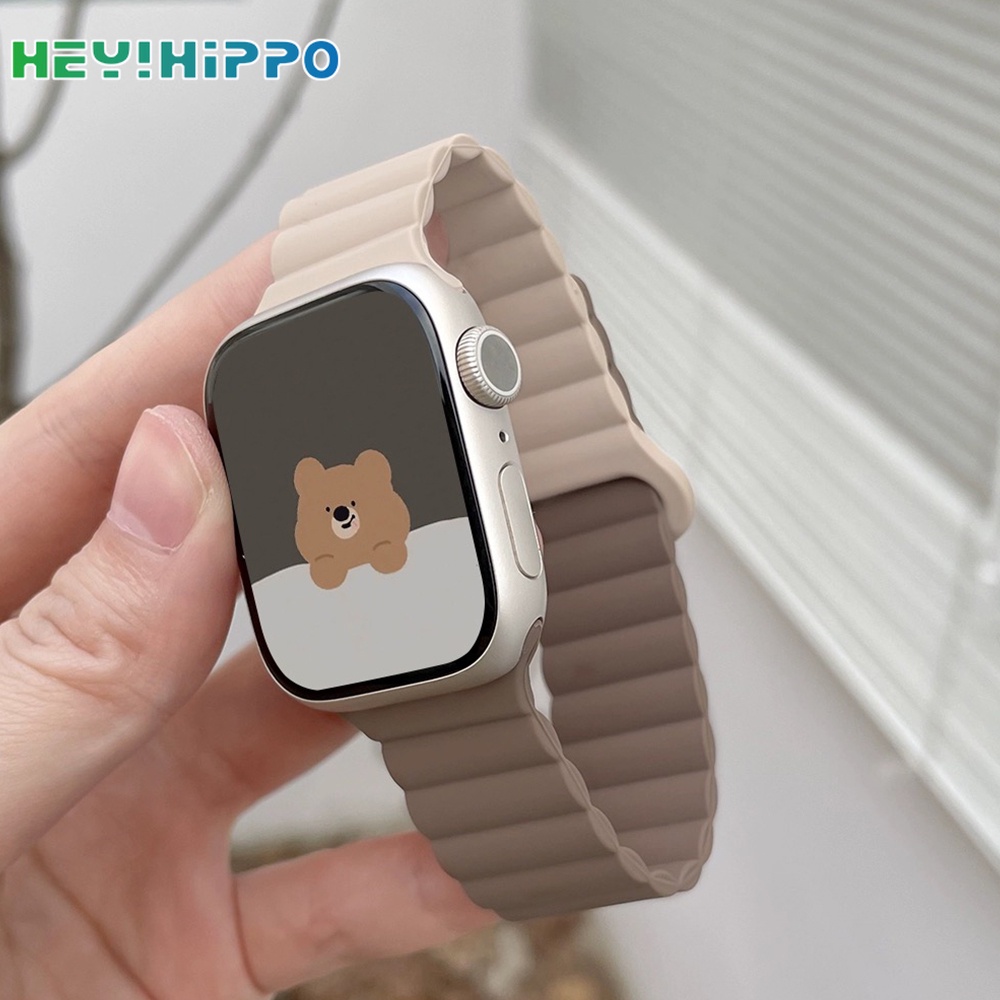 สายนาฬิกาข้อมือซิลิโคน แม่เหล็ก สําหรับ iwatch series 10 9 8 7 6 5 SE 4 3 45 44 42 41 40 49 38 มม.46 มม.42 มม.