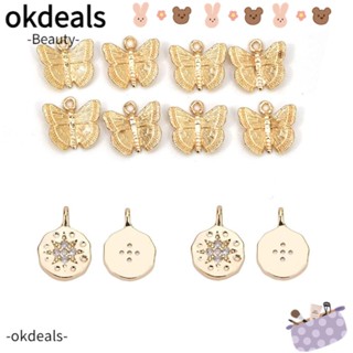 Okdeals จี้ต่างหู โลหะ ทรงกลมแบน รูปผีเสื้อ ประดับเพทาย สีทอง 20 ชิ้น