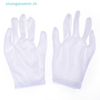 Strongaroetrtr ถุงมือผ้าฝ้าย สีขาว สไตล์ฮิปฮอป สําหรับปาร์ตี้ฮาโลวีน 1 คู่