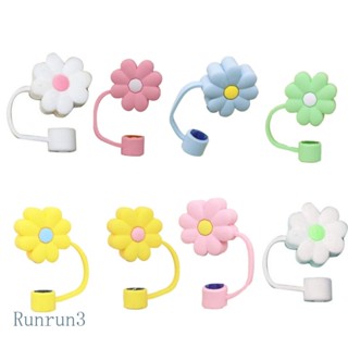 Runny ฝาครอบหลอดดูดน้ํา ซิลิโคน ลายดอกไม้น่ารัก กันกระเด็น อุปกรณ์เสริม 8 ชิ้น