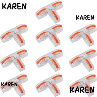 Karen บล็อกขั้วต่อสายไฟ AWG 28-12 AWG 3 สาย แบบตัว T สีส้ม 10 ชิ้น