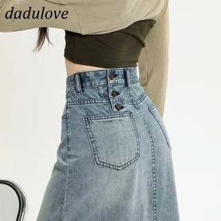 DaDulove💕 New American Ins High Street Retro Slit Denim Skirt Niche High Waist A- line Skirt Bag Hip Skirt