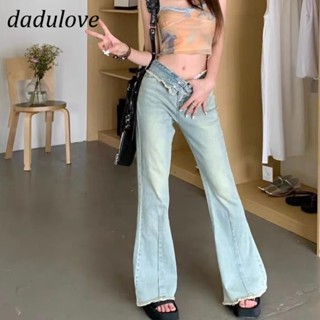 DaDulove💕 New American ins high street retro raw edge micro-flared jeans niche high waist wide leg pants trousers