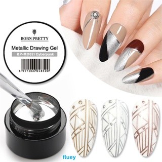 สีเจล Born Pretty Metal Painting Gel Polish For Soaking Gel Nail Polish Gold Silver Mirror Shine Uv Gel 5ml