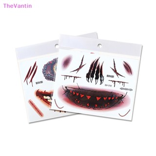 Thevantin สติกเกอร์รอยสัก รูปกะโหลกเลือด รอยแผลเป็น รอยแผลเป็นจําลอง สําหรับตกแต่งปาร์ตี้ฮาโลวีน Diy