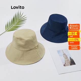 Lovito หมวก กันแดด แฟชั่นสี แบบเรียบ สไตล์ลำลอง L18M338 (สีน้ำเงินเข้ม/สีออฟไวท์)