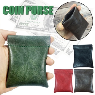 New 1pc Small Leather Coin Pouch Snap Top Purse Change Bag Key Bag Women Men