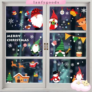 Lanfy สติกเกอร์โปสเตอร์ ลายซานตาคลอส Merry Christmas สําหรับตกแต่งหน้าต่าง 6 แผ่น