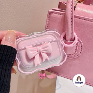 เคสหูฟังบลูทูธไร้สาย ป้องกัน ประดับโบว์ 3D สีชมพู เรียบง่าย สําหรับ Airpods 1 2 3 Pro2