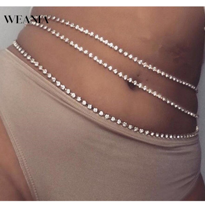 Weania สายโซ่คล้องเอว ประดับกลิตเตอร์ สไตล์ปาร์ตี้ สําหรับผู้หญิง