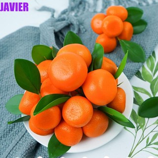 Javier ผลไม้ปลอม ส้มปลอม ผลไม้ปลอม กิ่งไม้ และใบไม้ 3-6 กิ่ง สีสดใส สร้างสรรค์ สําหรับตกแต่งปาร์ตี้ 1 ชิ้น