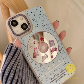 For เคสไอโฟน 14 Pro Max [Mirror CD Player Cats] เคส Phone Case For iPhone 14 Pro Max 13 12 11 For เคสไอโฟน11 Ins Korean Style Retro Classic Couple Shockproof Protective TPU Cover Shell