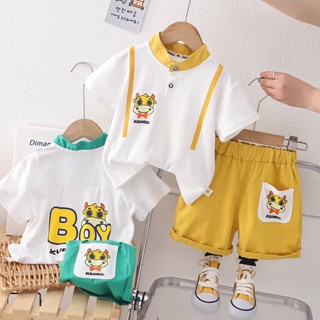 ชุดเสื้อผ้า ผ้าฝ้าย แฟชั่นฤดูร้อน สําหรับเด็กผู้ชาย อายุ 1-5 ปี