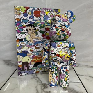 Bearbrick บล็อกตัวต่อ รูปหมี 400% กล่องสี่เหลี่ยม สีฟ้า สีขาว ของขวัญ สําหรับตกแต่ง